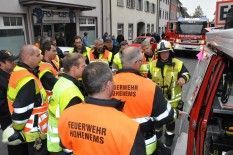 Die Feuerwehr Hohenems bei ihrer jährlichen Herbstübung.