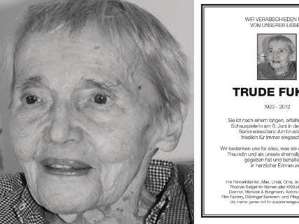 Abschied von Trude Fukar, in Österreich bekannt und beliebt als "Oma Putz" Abschied von Trude Fukar, in Österreich bekannt und beliebt als "Oma Putz"