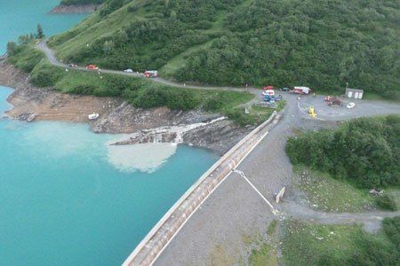 Die Unfallstelle aus der Luft. (Foto: PI Lech)