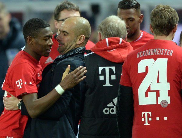 David Alaba mit Pep Guardiola. David Alaba mit Pep Guardiola.