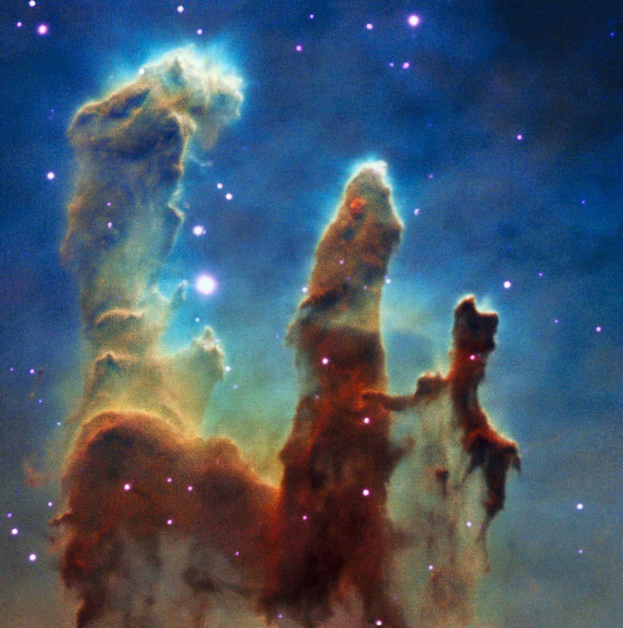 Colour composite view of the Pillars of Creation from MUSE data Colour composite view of the Pillars of Creation from MUSE data