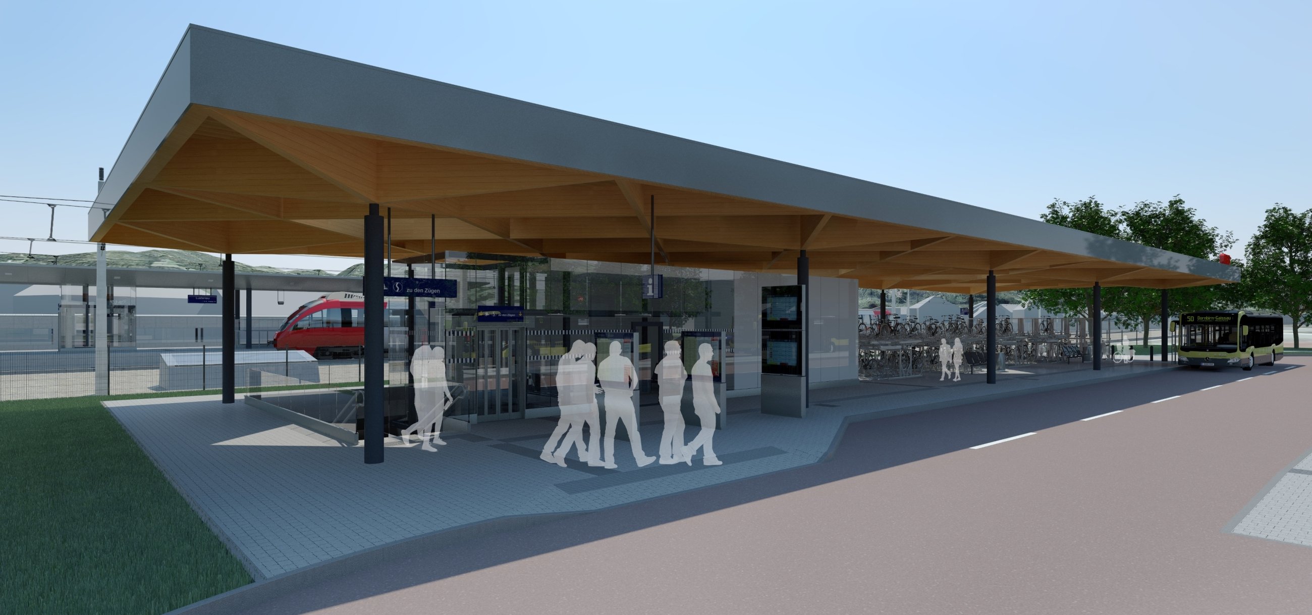 Mit dem Zug von Lustenau nach Dornbirn: Am neuen Bahnhof Lustenau soll die Südschleife der Bahn für Personenzüge geöffnet werden, fordert die Lustenauer Gemeindevertretung. Mit dem Zug von Lustenau nach Dornbirn: Am neuen Bahnhof Lustenau soll die Südschleife der Bahn für Personenzüge geöffnet werden, fordert die Lustenauer Gemeindevertretung.