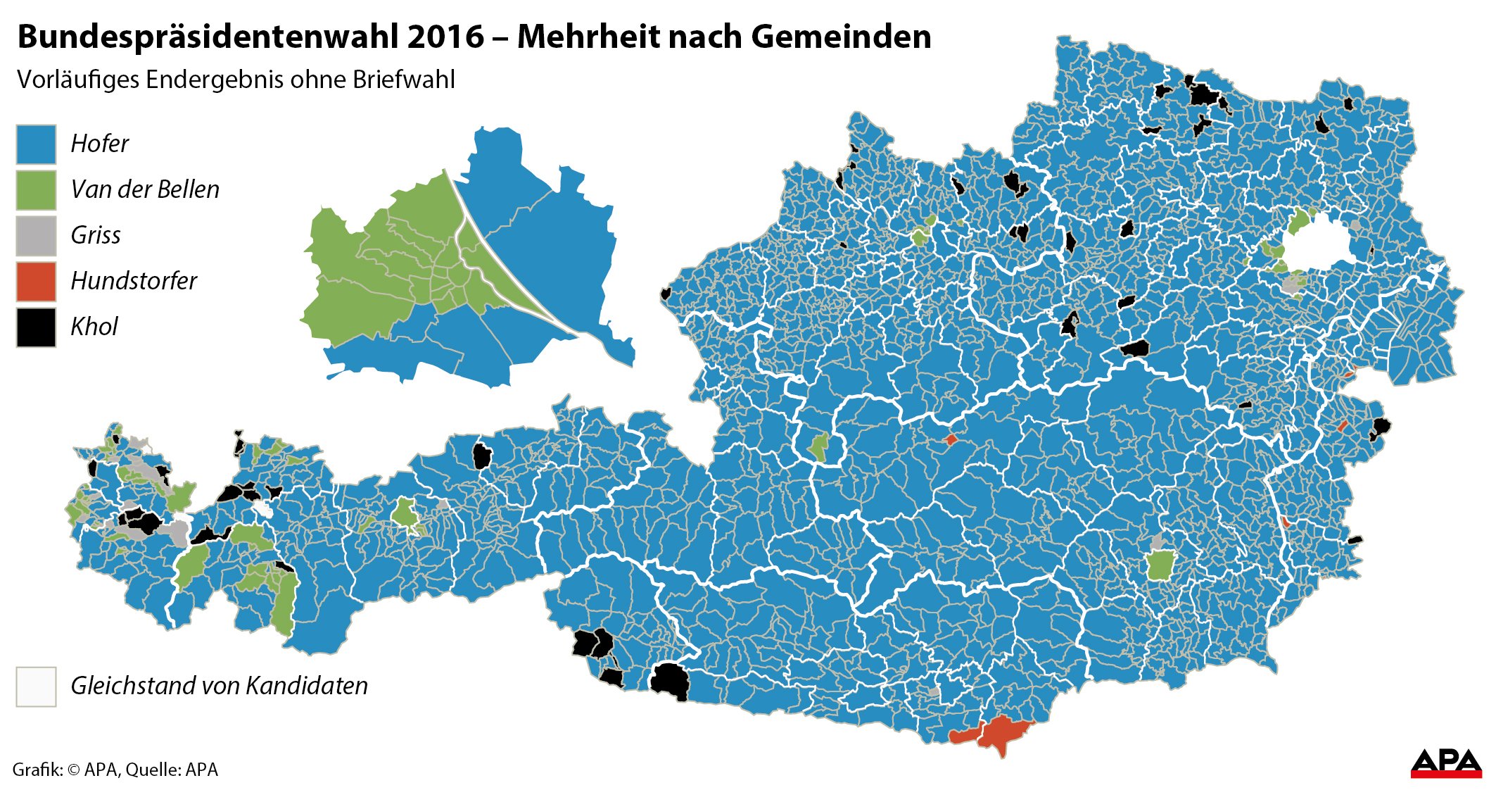 Bundesprsidentenwahl - Mehrheit nach Gemeinden Bundesprsidentenwahl - Mehrheit nach Gemeinden