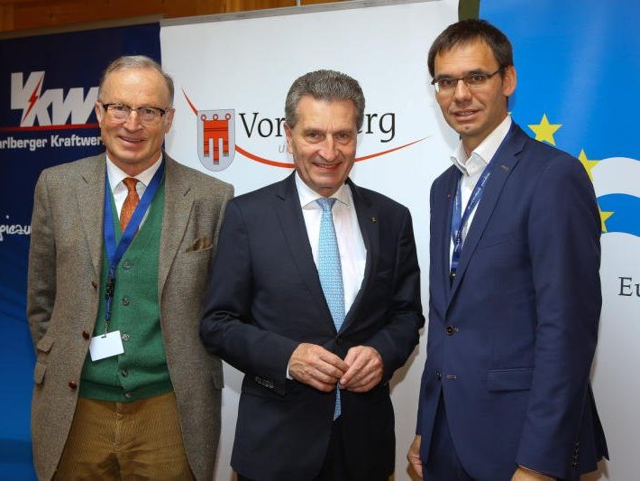 Bürgermeister Muxel, EU-Kommissar Oettinger, Landeshauptmann Wallner Bürgermeister Muxel, EU-Kommissar Oettinger, Landeshauptmann Wallner