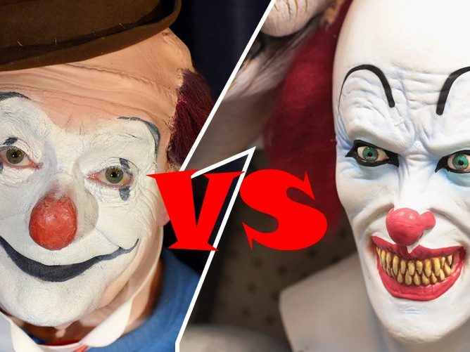 "Gute" Clowns gegen "böse" Clowns: Professionelle Clowns sind über den aktuellen Horror-Clown-Trend verärgert. "Gute" Clowns gegen "böse" Clowns: Professionelle Clowns sind über den aktuellen Horror-Clown-Trend verärgert.