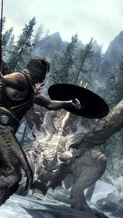 Jede Menge riesige Drachen in Skyrim.