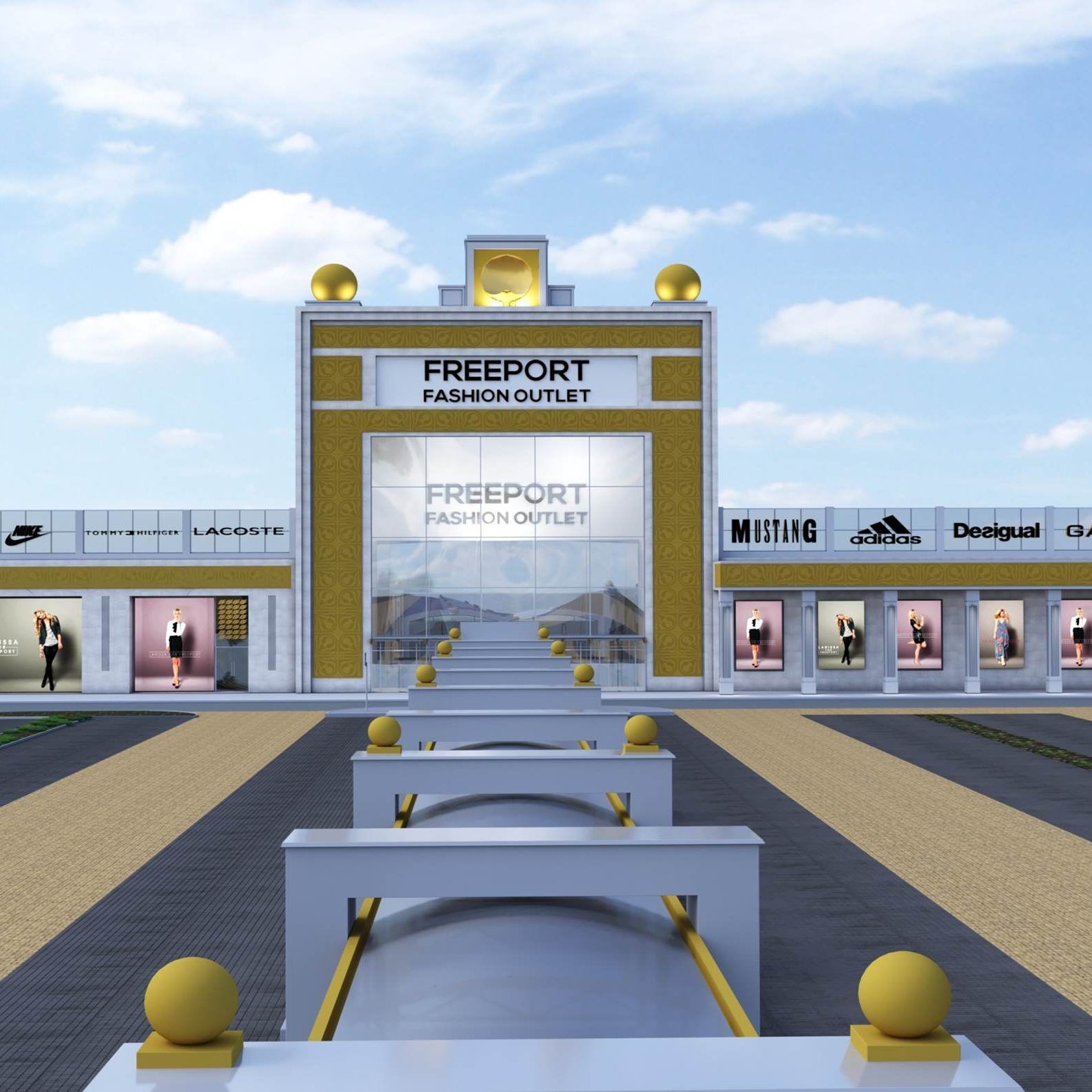 Das Freeport Fashion Outlet bekommt eine Fassade im Wiener Jugendstil.