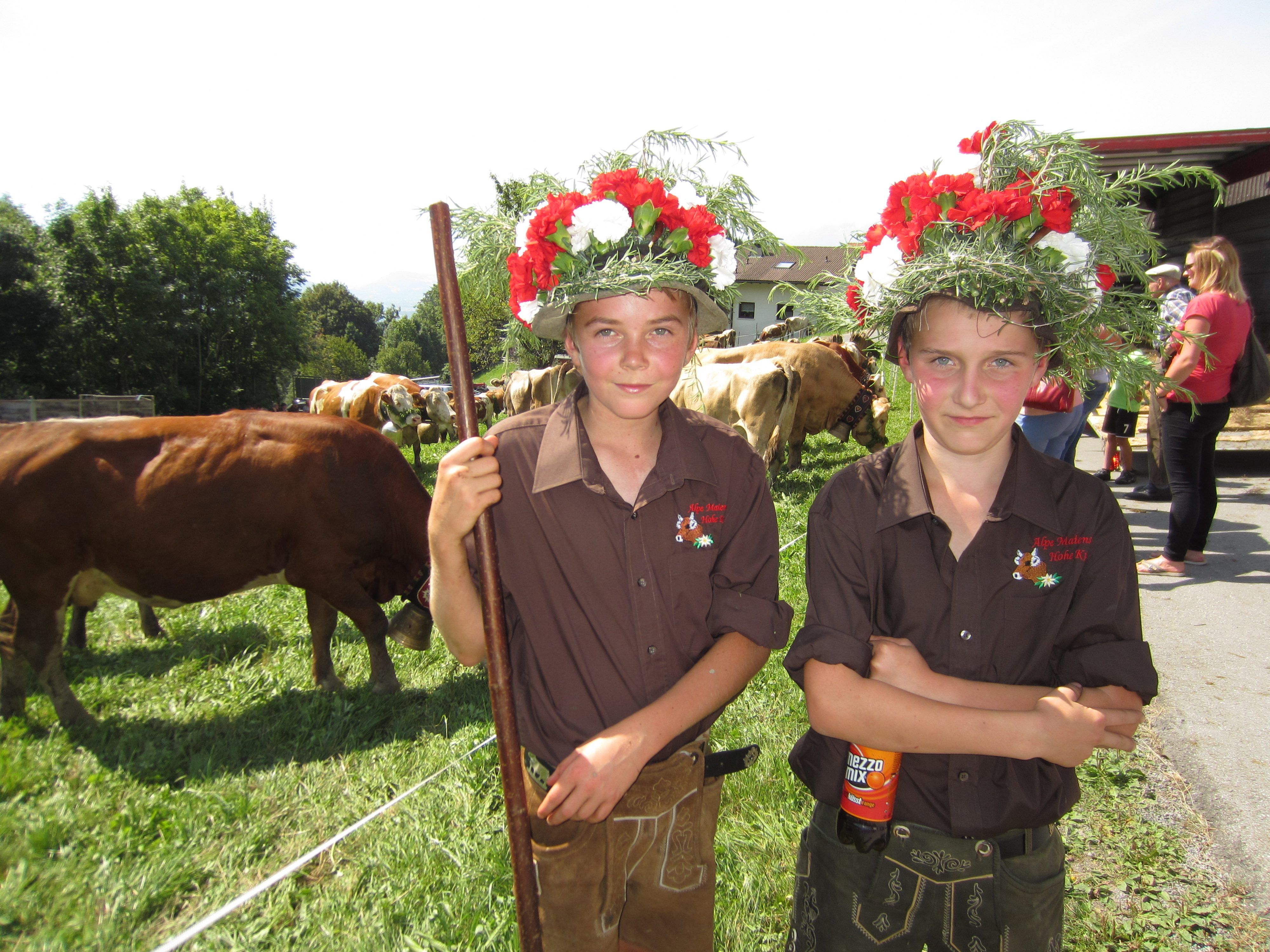 Alpabtrieb in Fraxern. Lukas und Jakob waren im letzten Jahr aktiv dabei. Alpabtrieb in Fraxern. Lukas und Jakob waren im letzten Jahr aktiv dabei.
