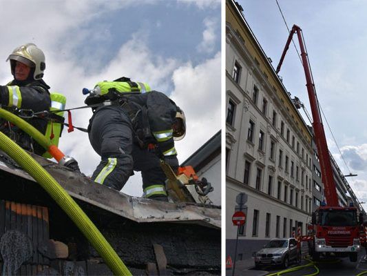 Der Einsatz beim Dachbrand in Favoriten Der Einsatz beim Dachbrand in Favoriten