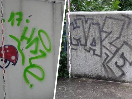 Die unbekannten Täter besprühten unter anderem Hausfassaden, Brückenportale und Verkehrszeichen. Die unbekannten Täter besprühten unter anderem Hausfassaden, Brückenportale und Verkehrszeichen.