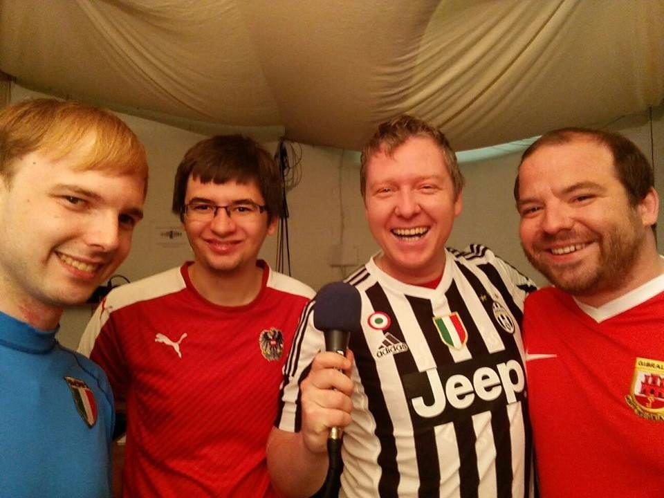 Valentin Ledoldis, Andreas Sulzberger, Markus Amon und Sandro Sonderegger im Studio