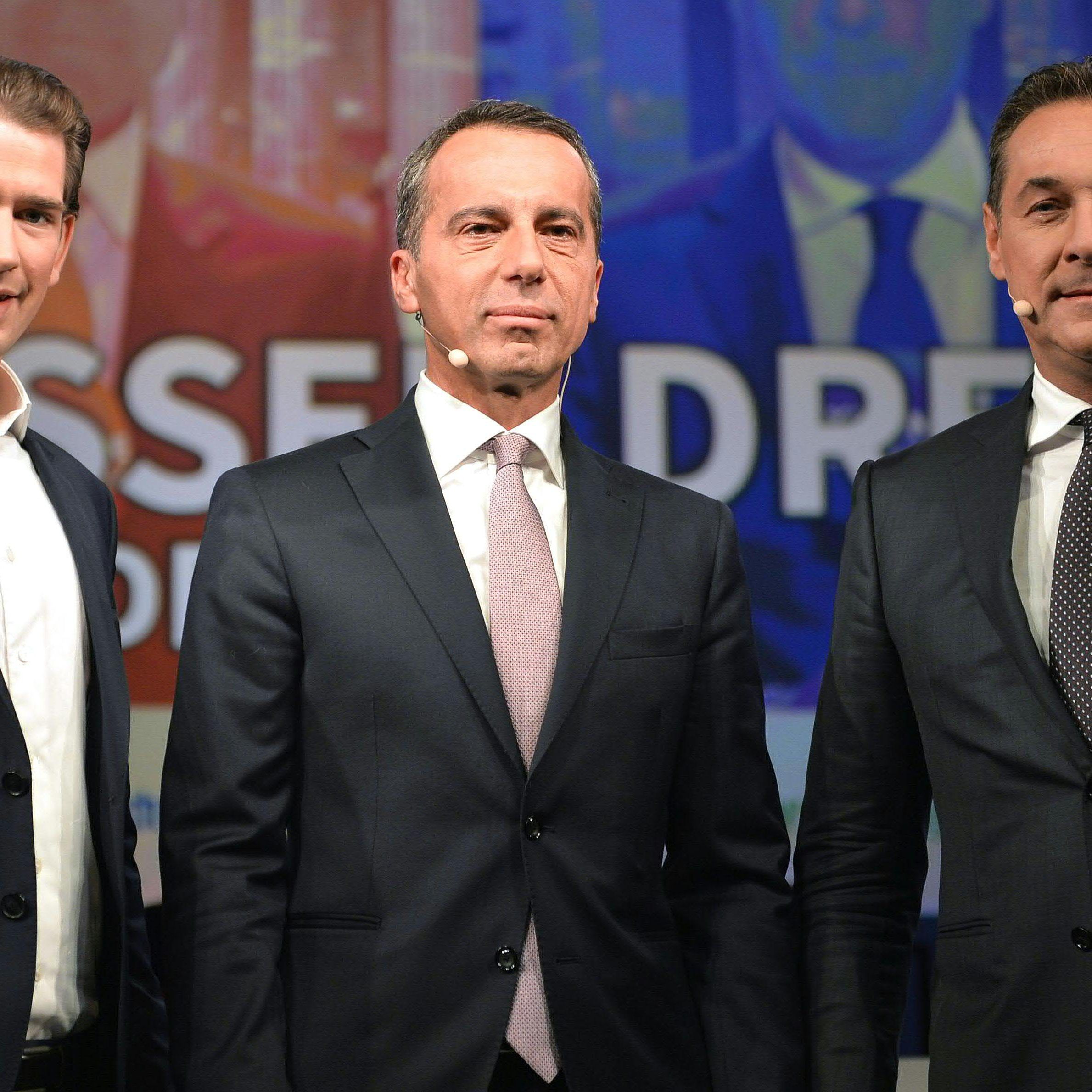 Kurz, Kern und Strache trafen sich am Freitagnachmittag zum Schlagabtausch.