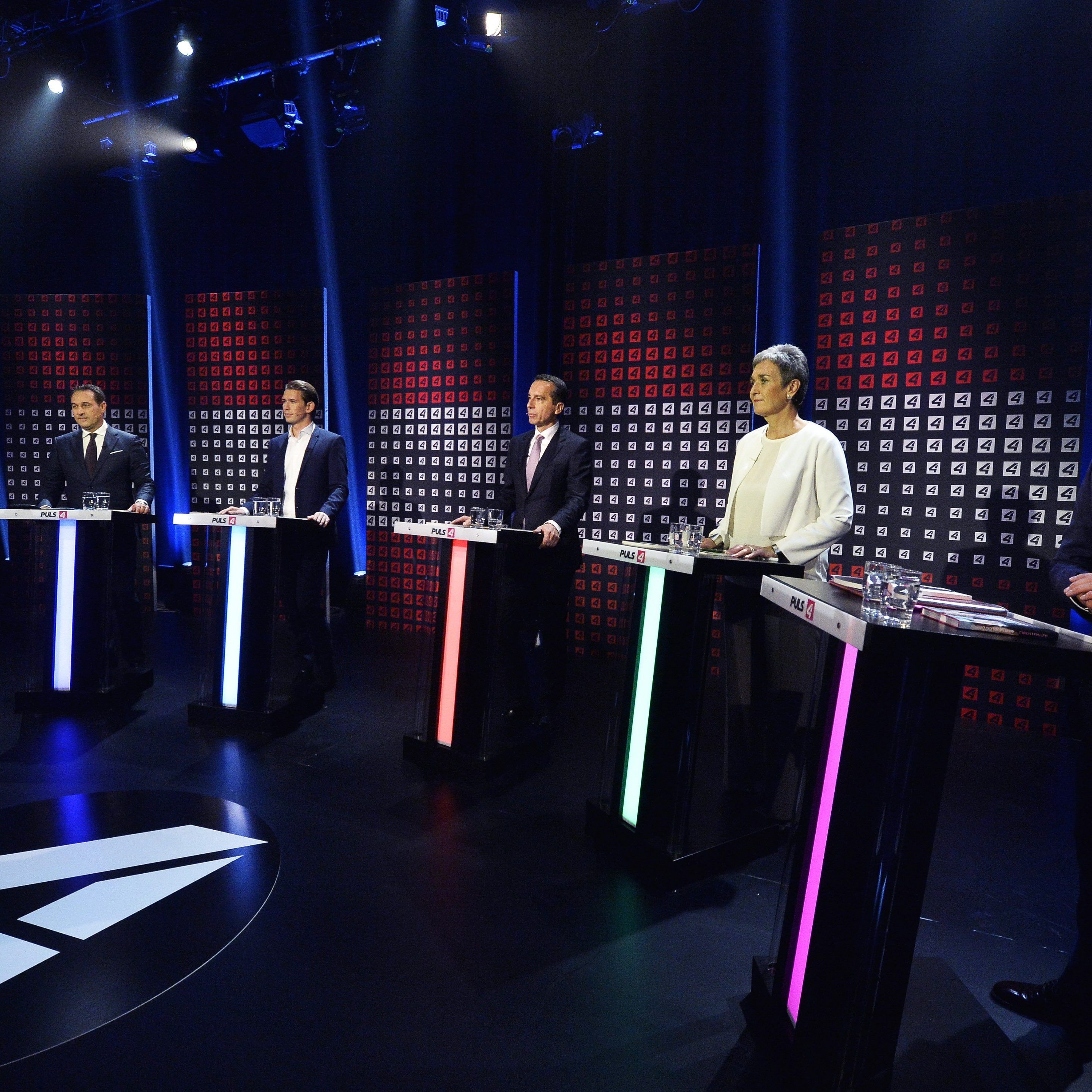 Die Spitzenkandidaten von SPÖ, ÖVP, FPÖ, Grüne, NEOS und der Liste Pilz trafen in der Elefantenrunde aufeinander.