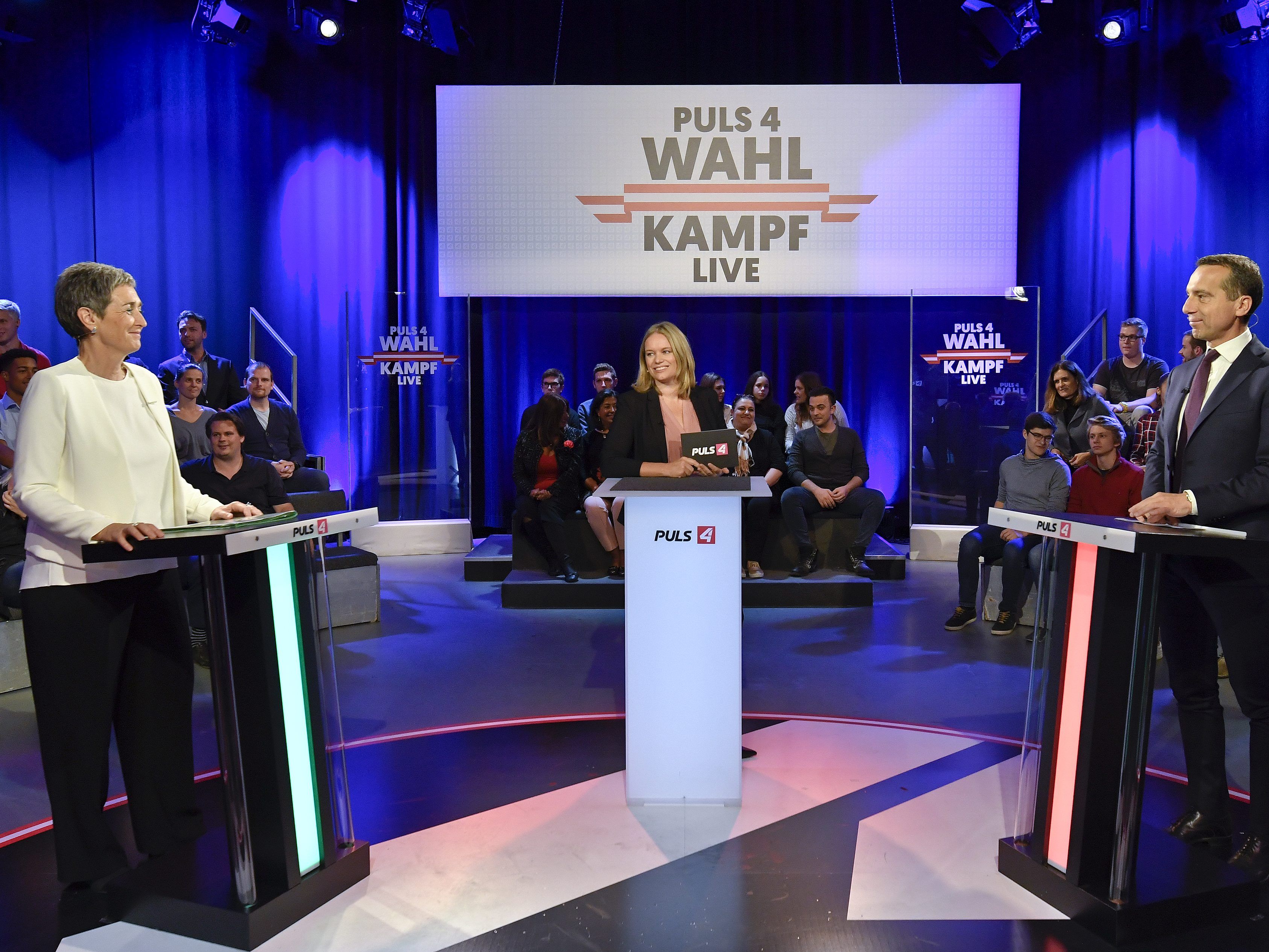 Kern und Lunacek trafen beim TV-Duell auf Puls 4 aufeinander