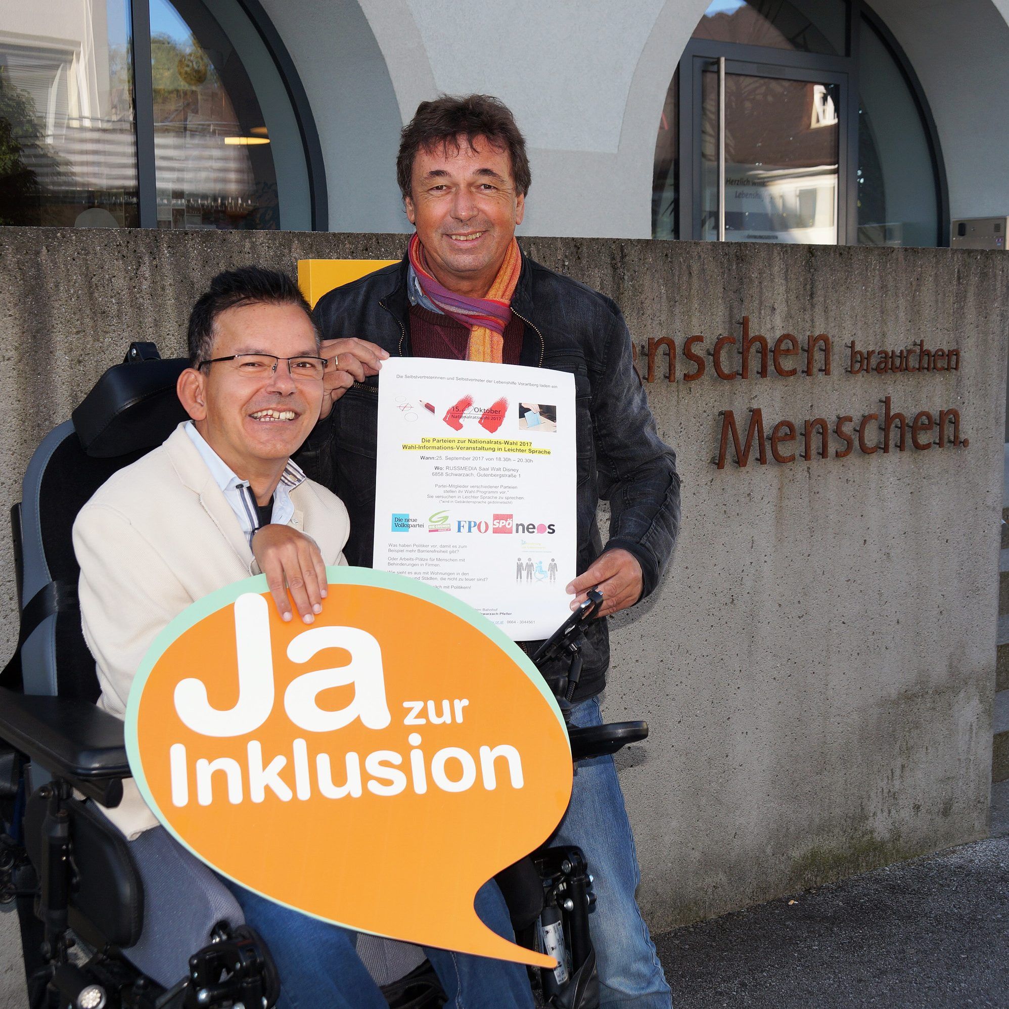 Die Selbstvertreter der Lebenshilfe Vorarlberg laden zur Wahl-Informations-Veranstaltung in leichter Sprache nach Schwarzach ein.