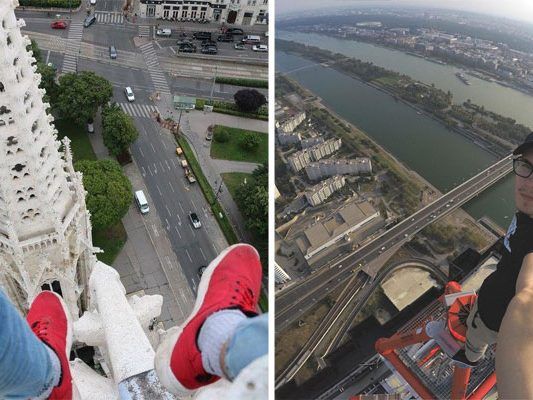 Der junge Roofer Sky Joker liebt es, wenn ihm die Stadt zu Füßen liegt Der junge Roofer Sky Joker liebt es, wenn ihm die Stadt zu Füßen liegt