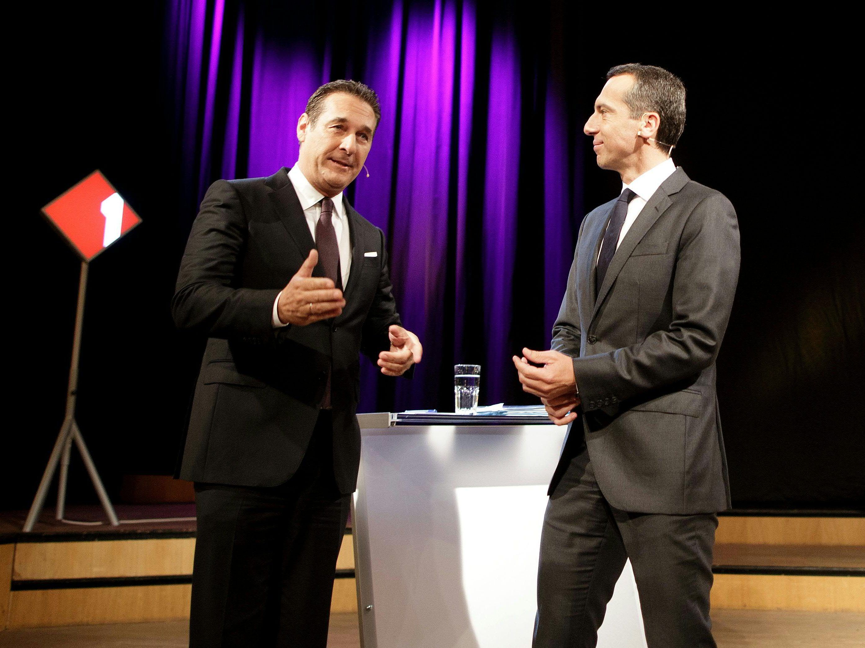 Angriffslustig - HC Strache und Christian Kern. Angriffslustig - HC Strache und Christian Kern.