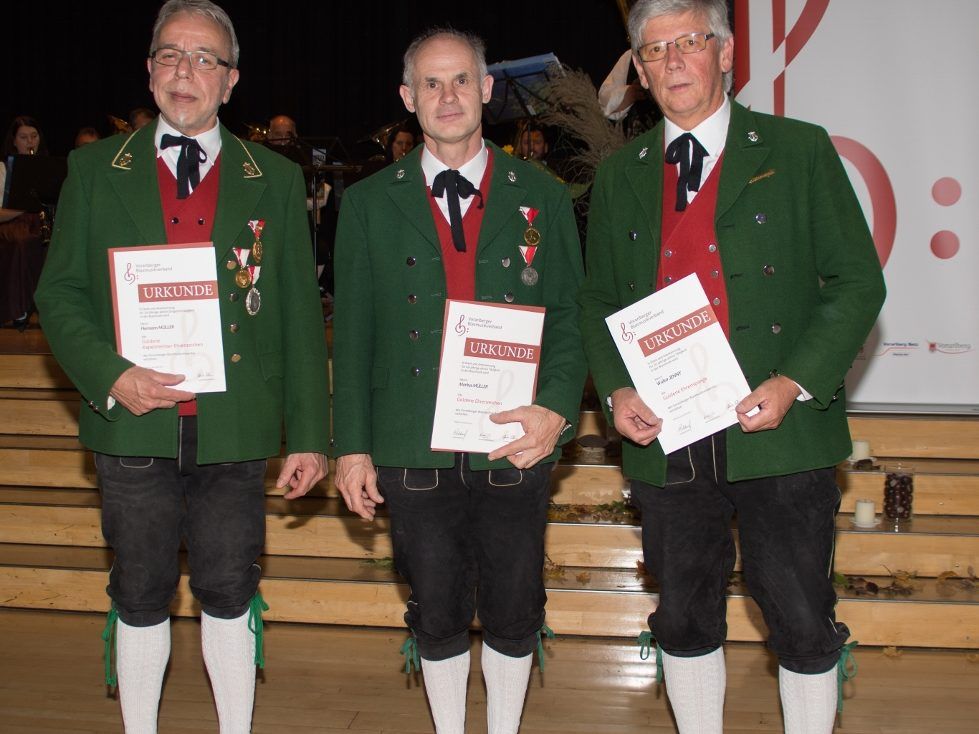 Jubilare der Dorfmusik Bürserberg - Hermann, Markus, Walter