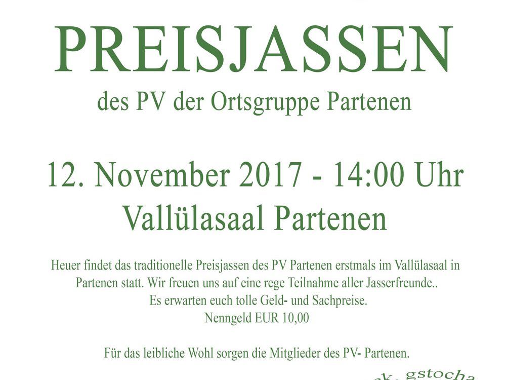 Einladung Preisjassen