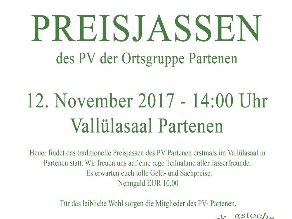 Einladung Preisjassen