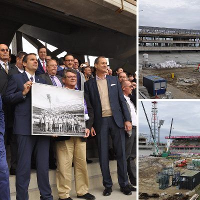 VIENNA.at war bei der Gleichenfeier auf der Baustelle der Generali-Arena dabei.
