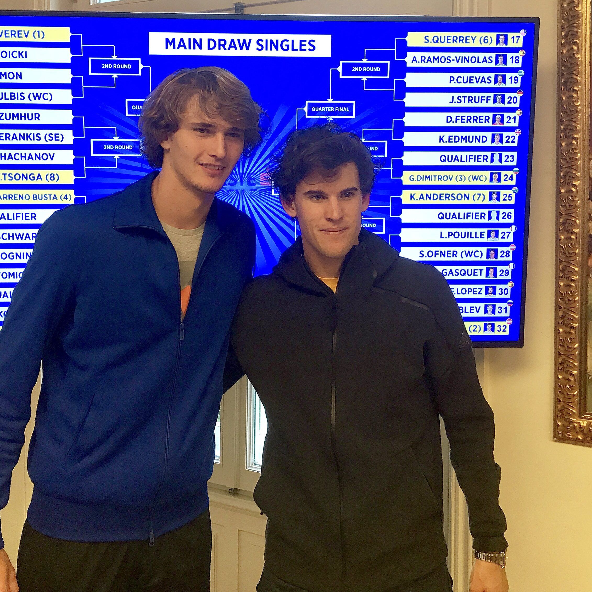 Thiem und Zverev bei der Auslosung.