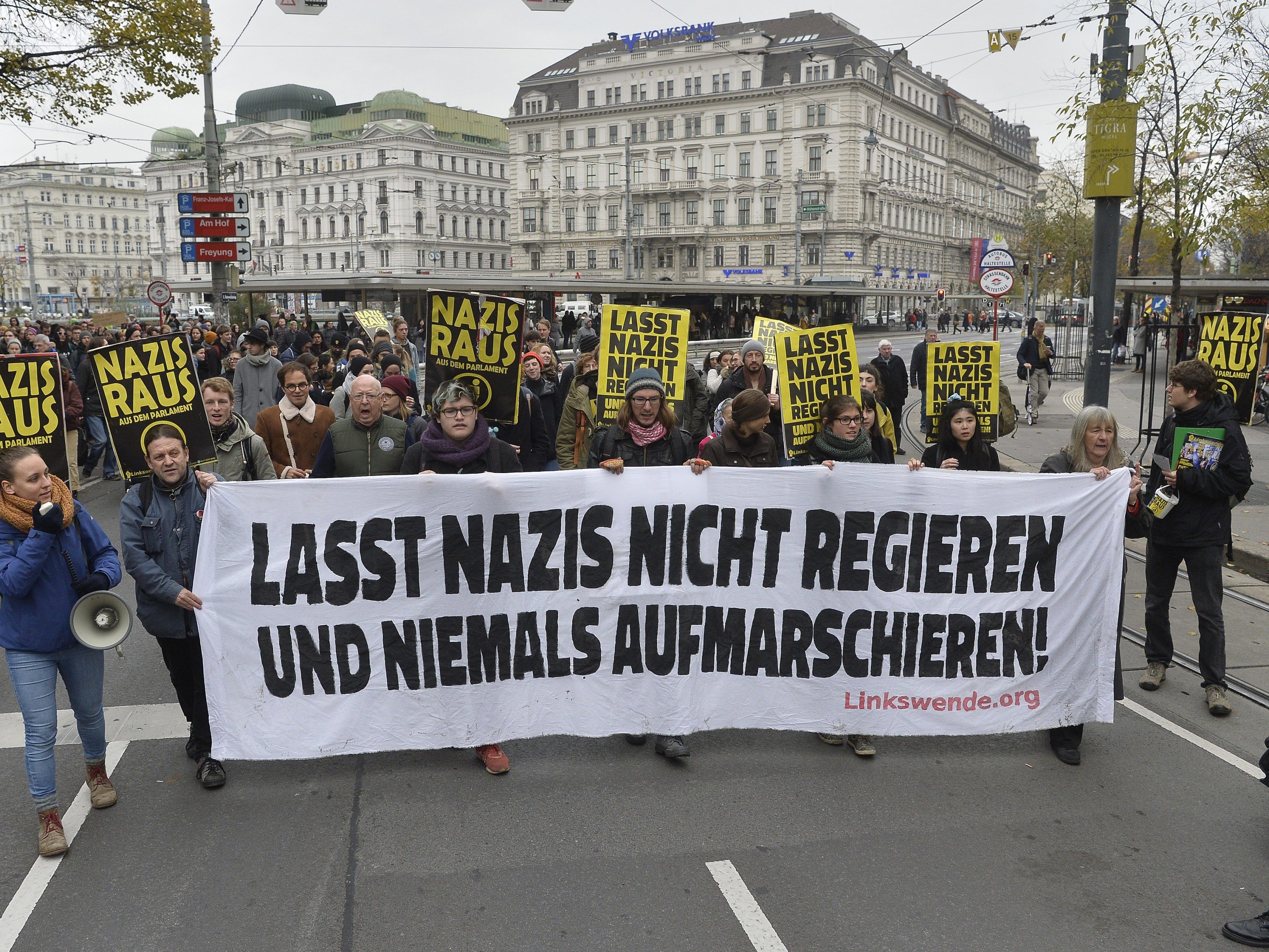 Bei der Demonstration in Wien