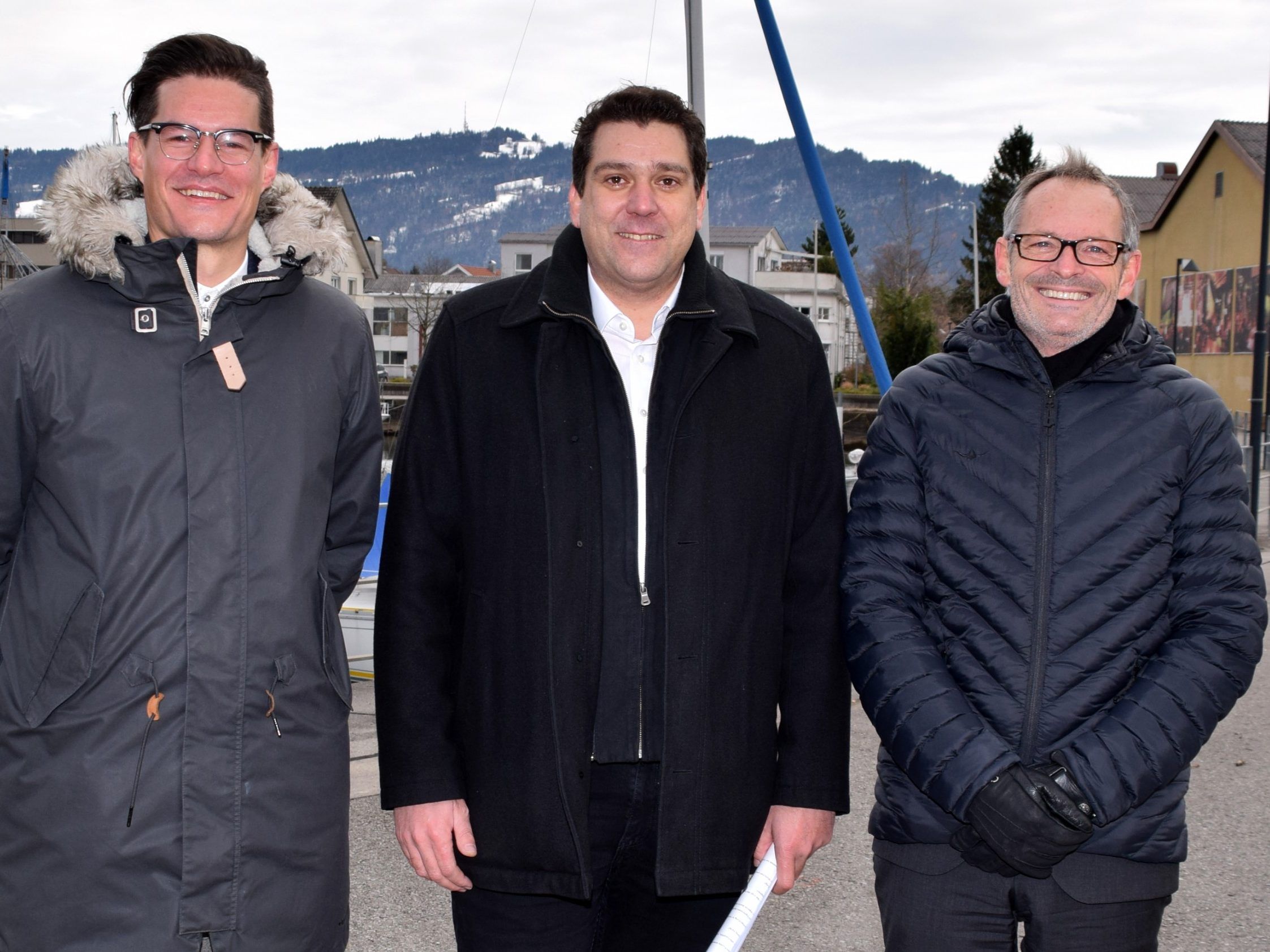 Wolfgang Fiel, Bürgermeister Harald Köhlmeier und Franz Schmidt.