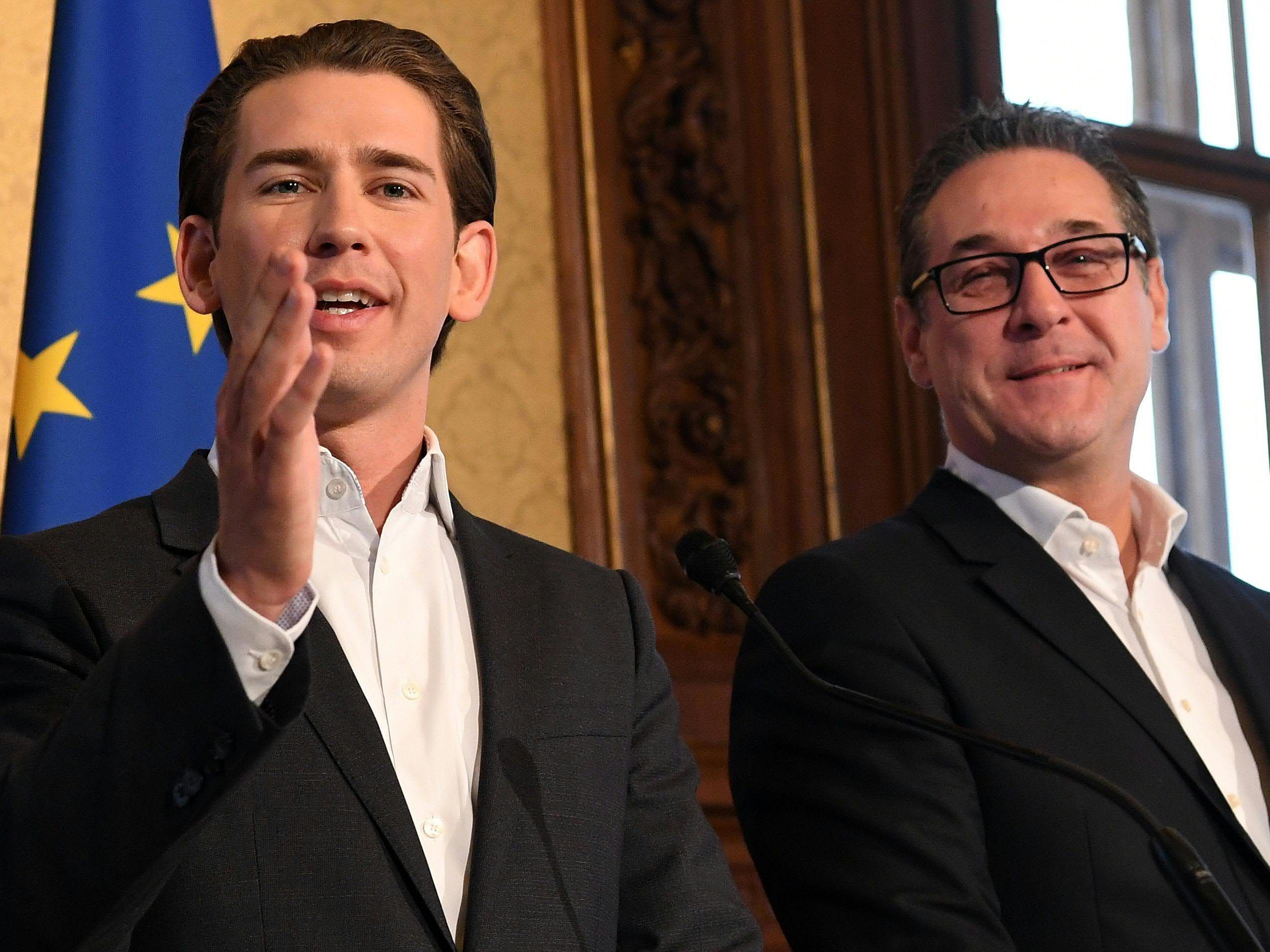 Kurz und Strache werden die Verhandlungsergebnisse gemeinsam präsentieren.