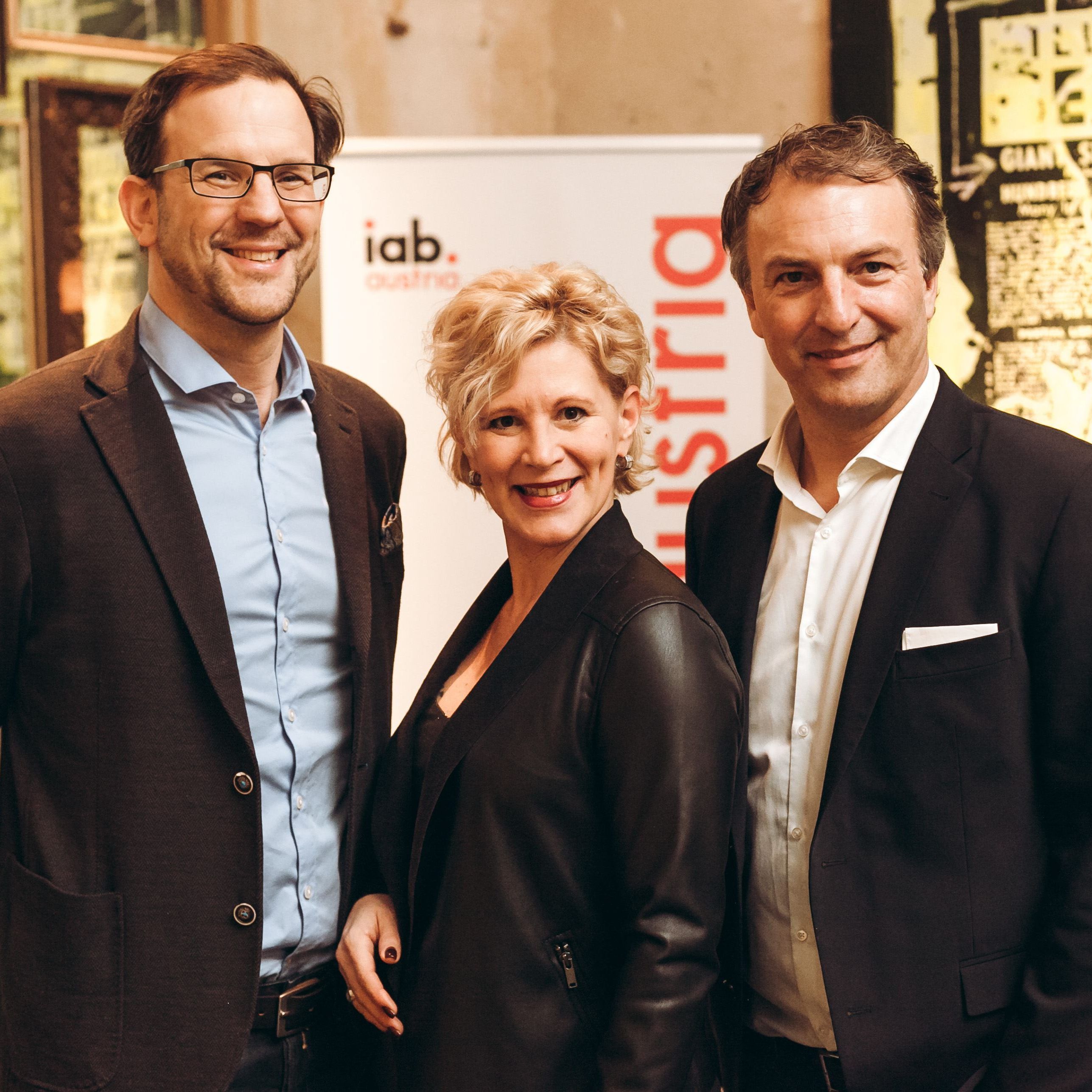 Der neue iab-austria-Geschäftsführer Stephan Kreissler, Vizepräsidentin Alexandra Vetrovsky-Brychta und Präsident André Eckert