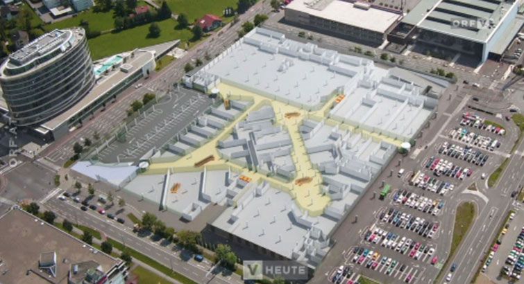 Ein Entwurf für die Erweiterung des Messeparks im Erdgeschoss.