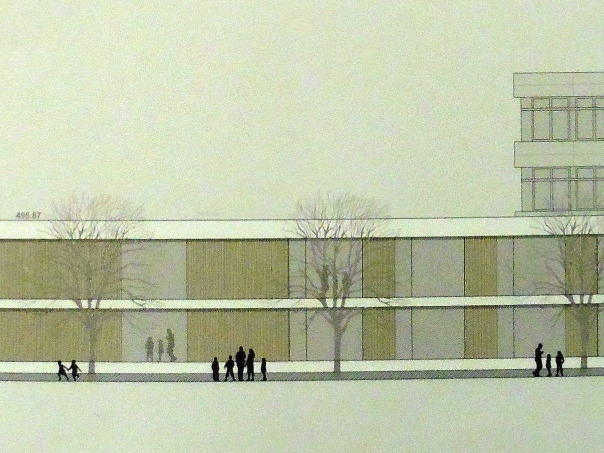 Geplante Ansicht Südwest der NMS und SMS Satteins Geplante Ansicht Südwest der NMS und SMS Satteins