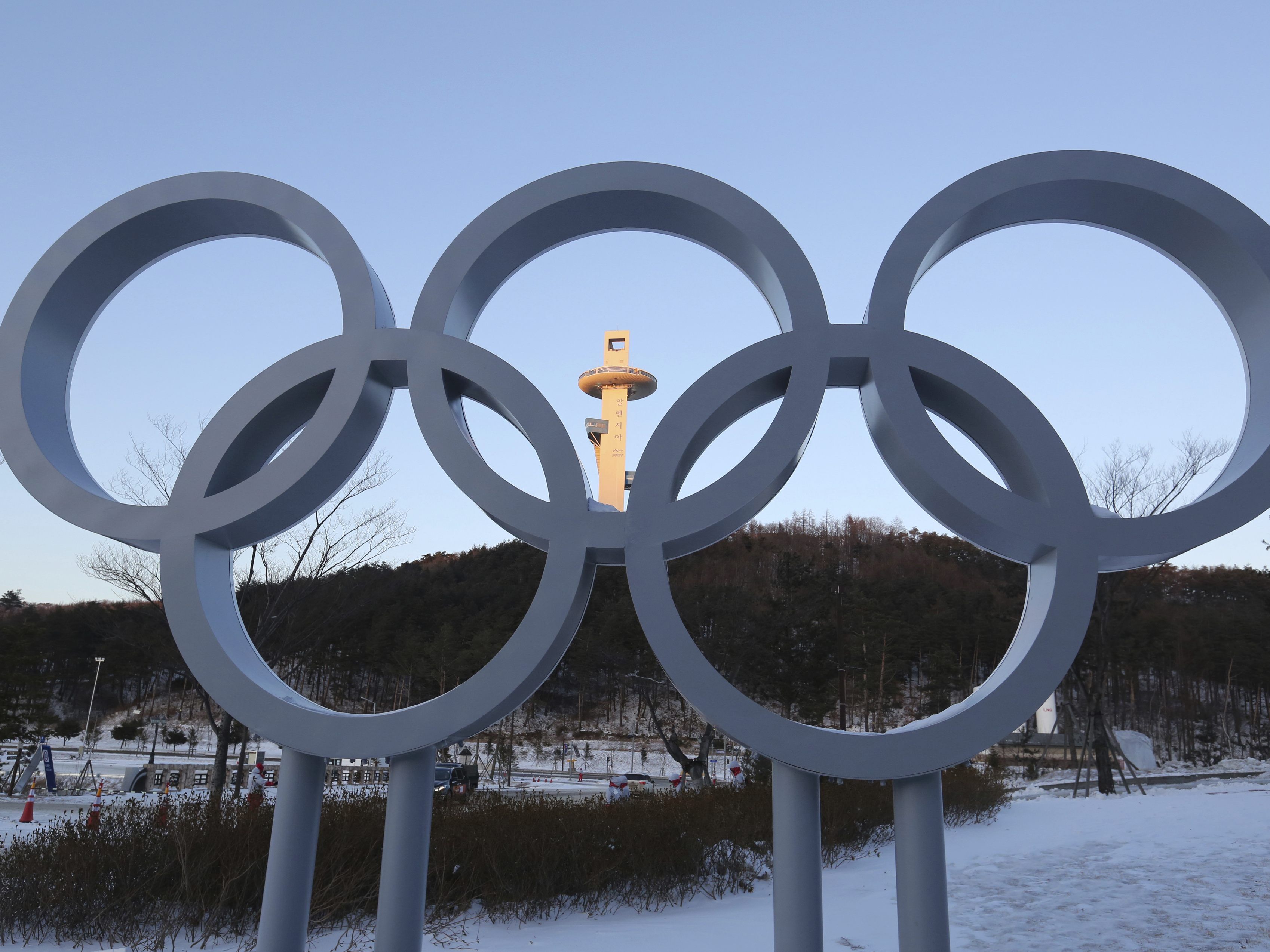 Die Olympischen Ringe in Pyeongchang.