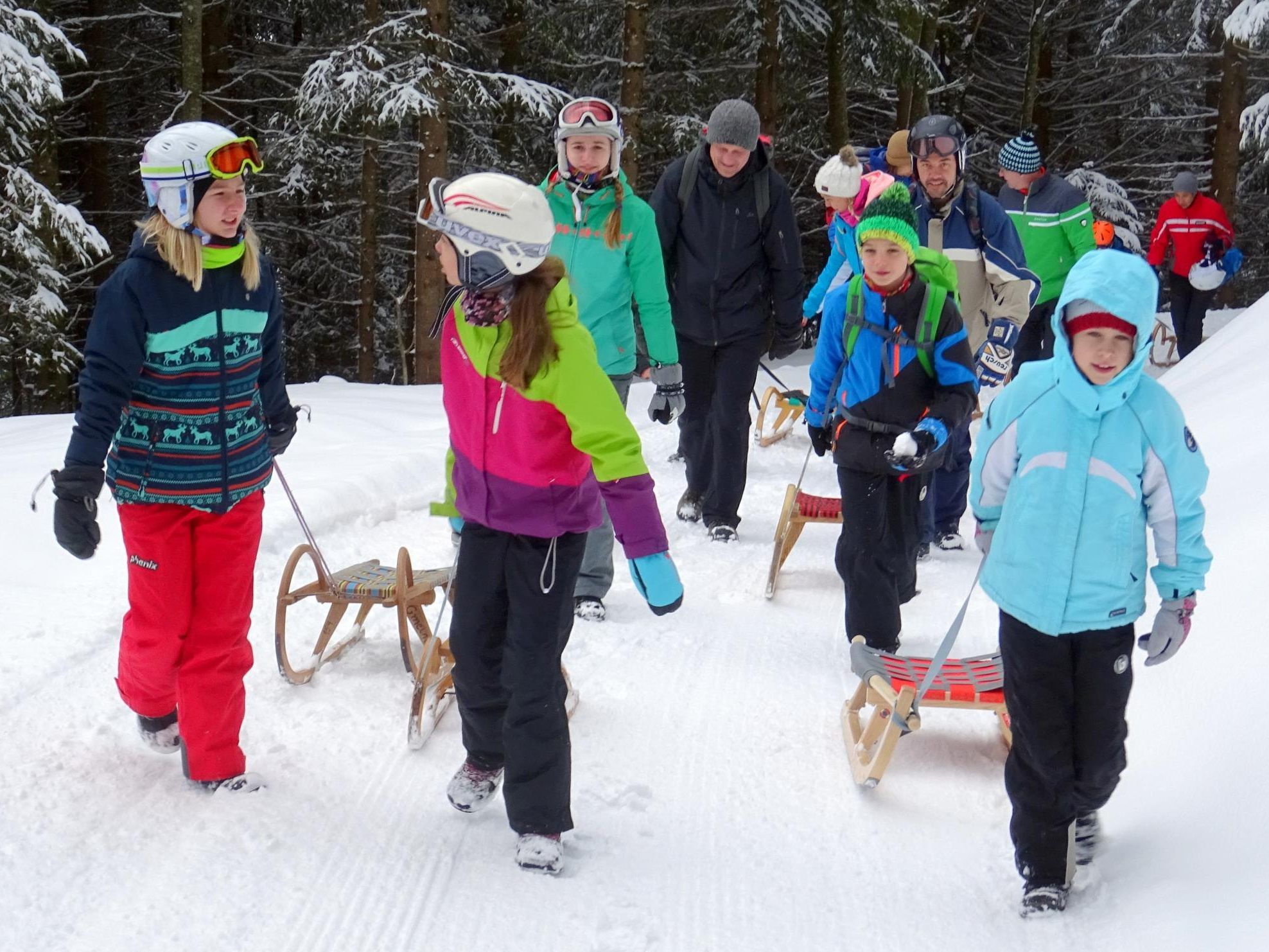 Gut eingepackt gings zum Gerachhaus