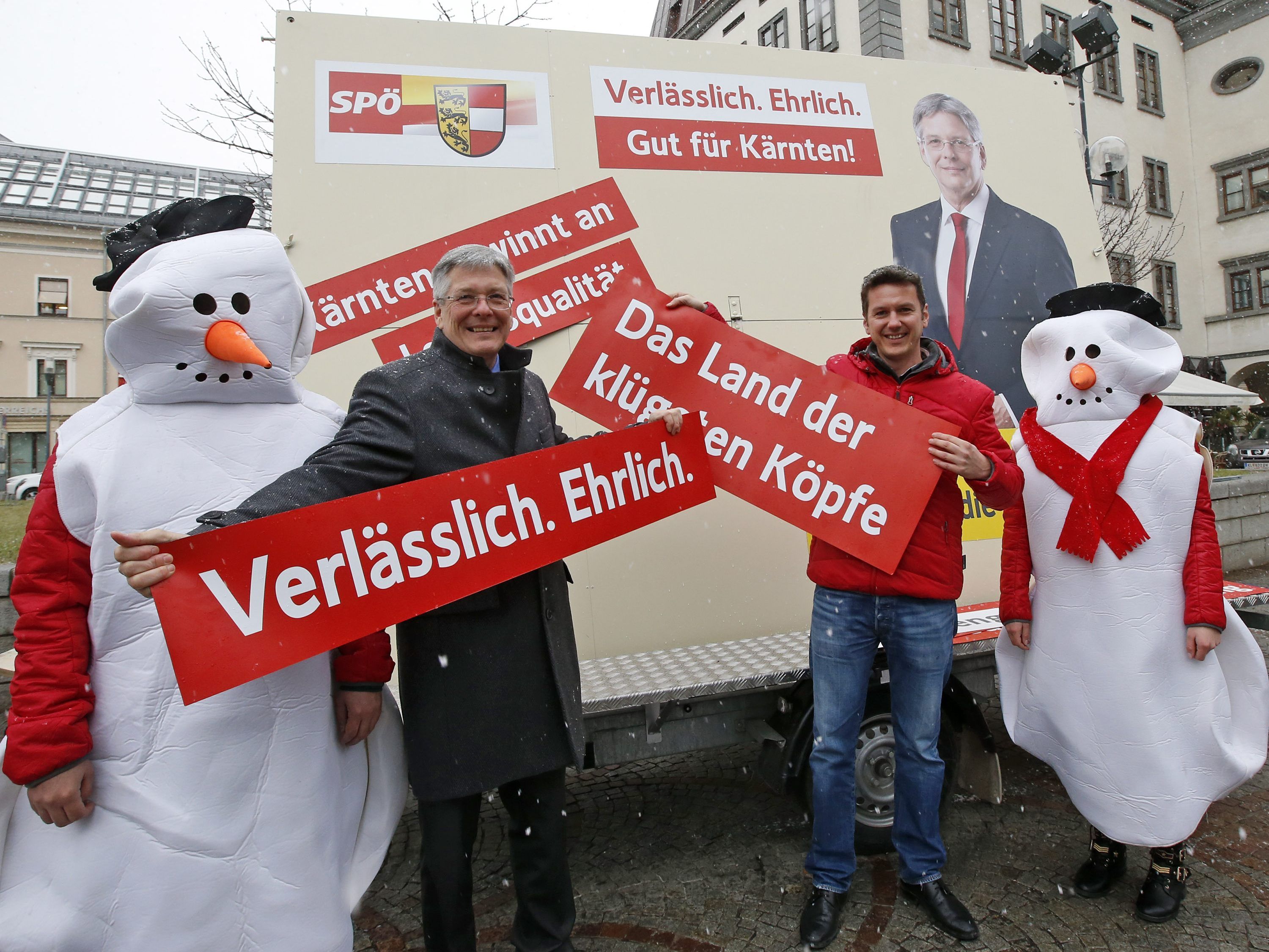 Doe SPÖ präsentierte ihre Mitmachplakate und die Fotobox vor der Kärnten-Wahl.