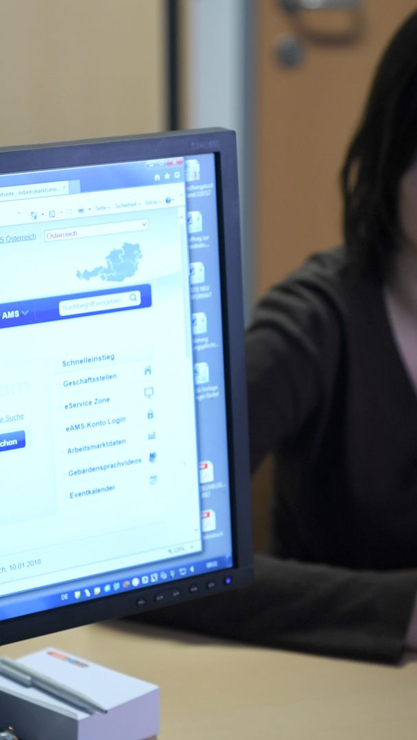 Ein Beratungsgespräch in einer Gedchäftsstelle des AMS (Szene gestellt).