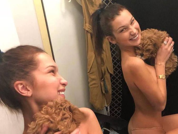 Supermodel Bella Hadid mit Hund.