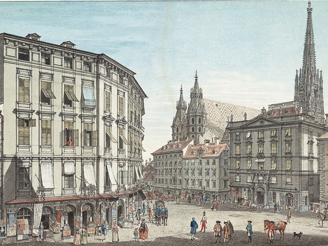 Die Aquarelle zeigen auch Ansichten Wiens.