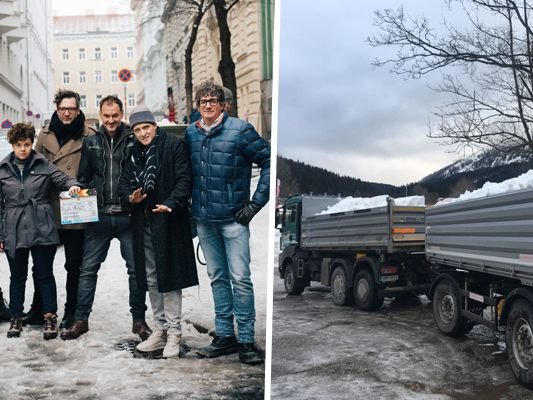 Massenhaft Schnee wurde für eine Filmproduktion von NÖ nach Wien geliefert. Massenhaft Schnee wurde für eine Filmproduktion von NÖ nach Wien geliefert.
