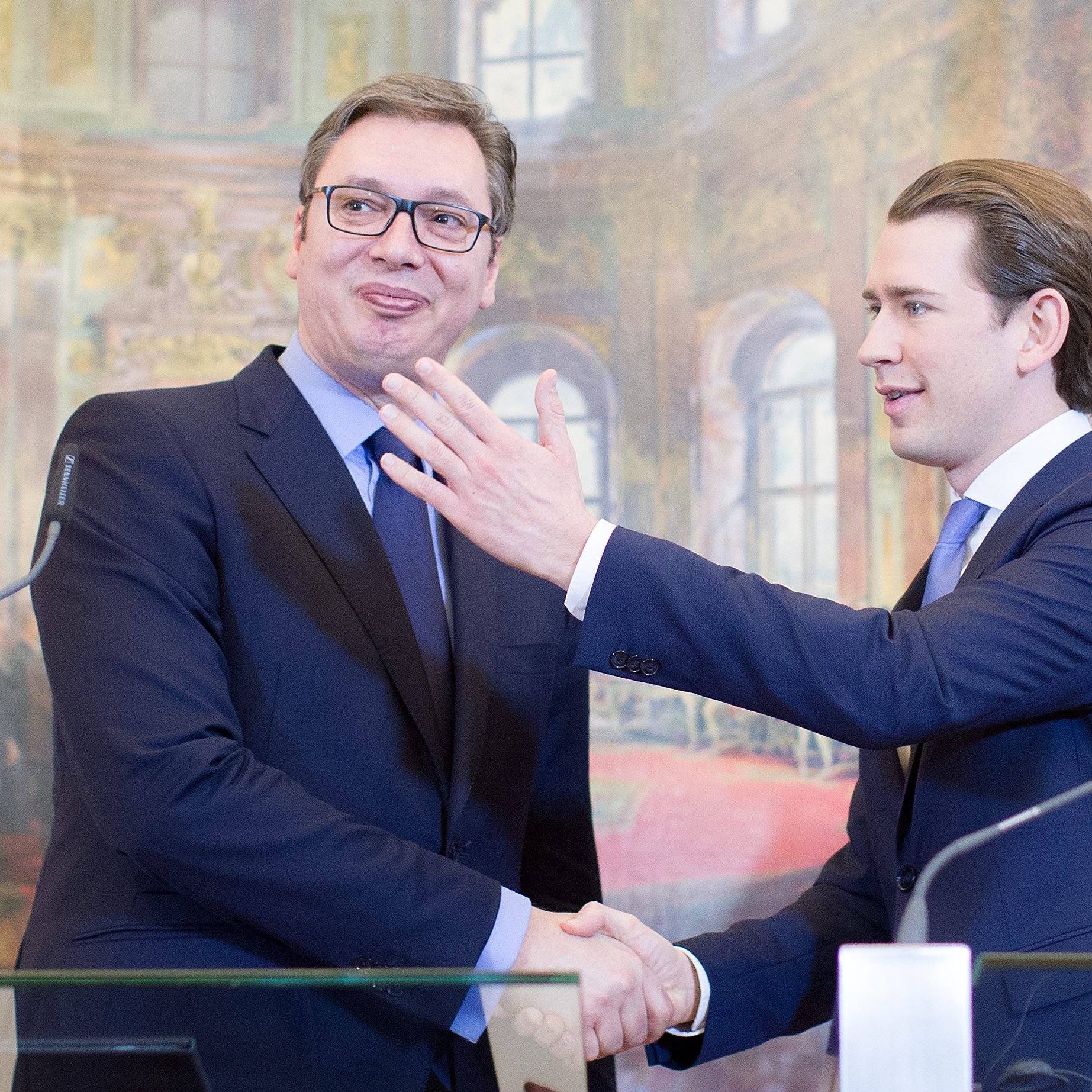 Der serbische Präsident Aleksandar Vucic traf heute auf Sebastian Kurz.