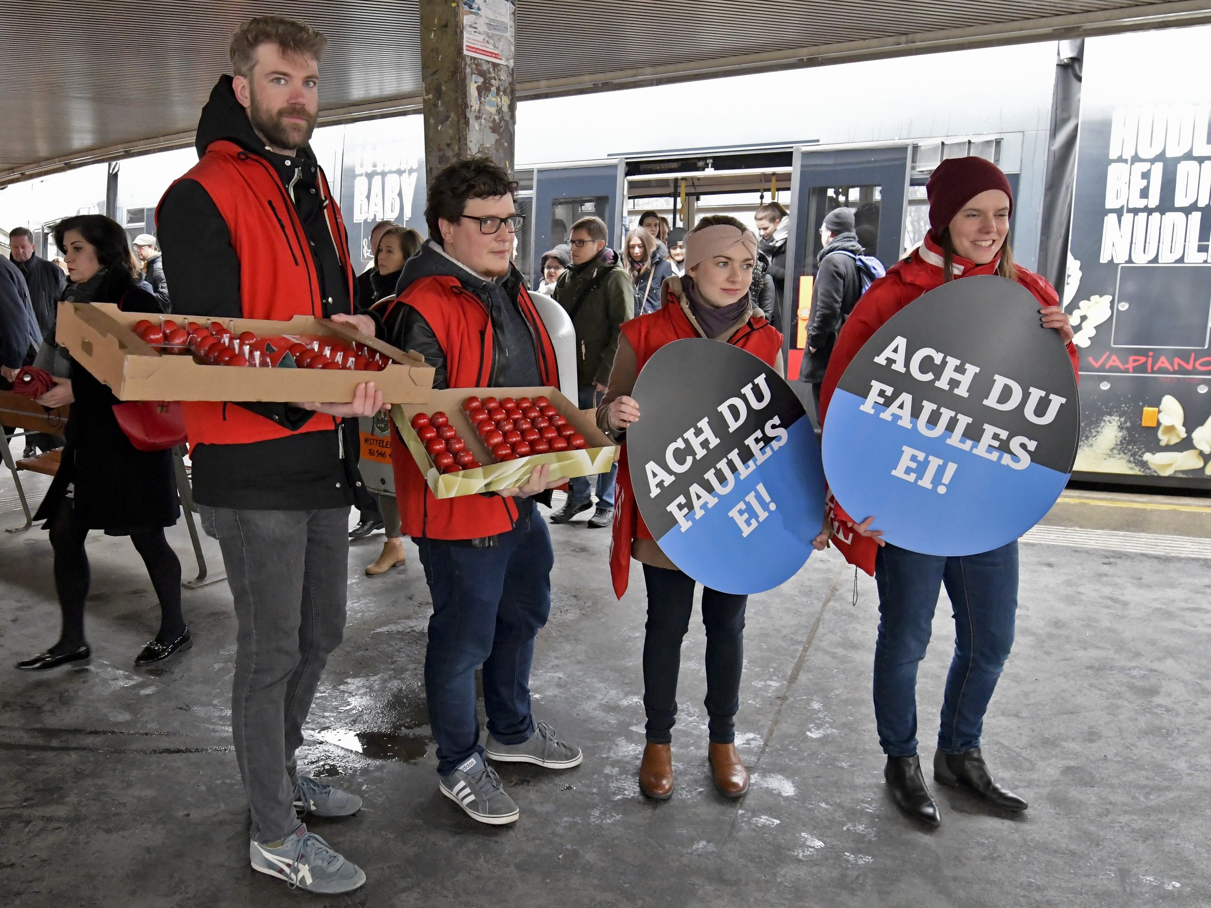 Bei der Osteraktion der SPÖ am Wiener Schottentor.