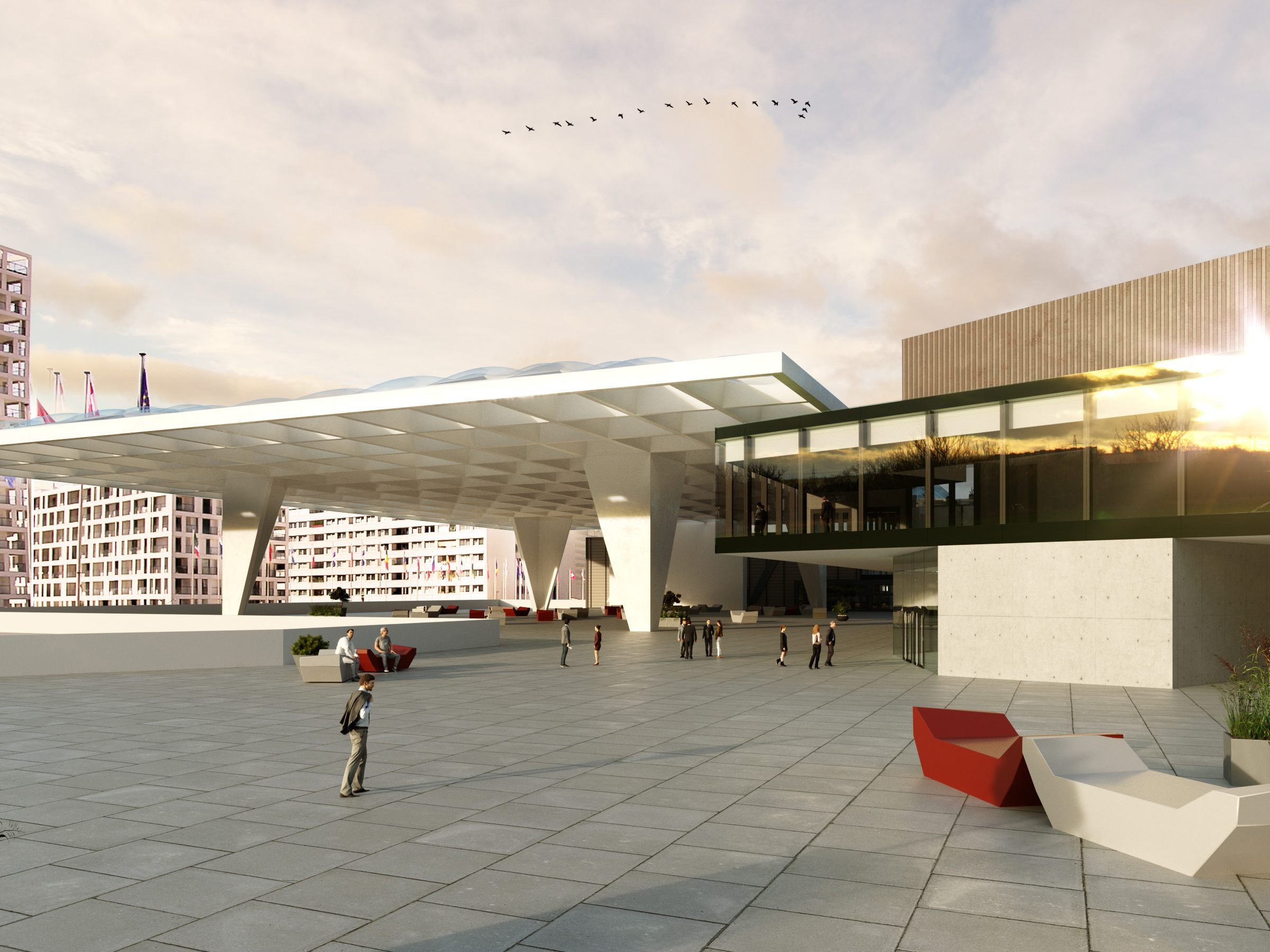 Das Austria Center Vienna erhält einen Zubau und ein "Donausegel". Das Austria Center Vienna erhält einen Zubau und ein "Donausegel".