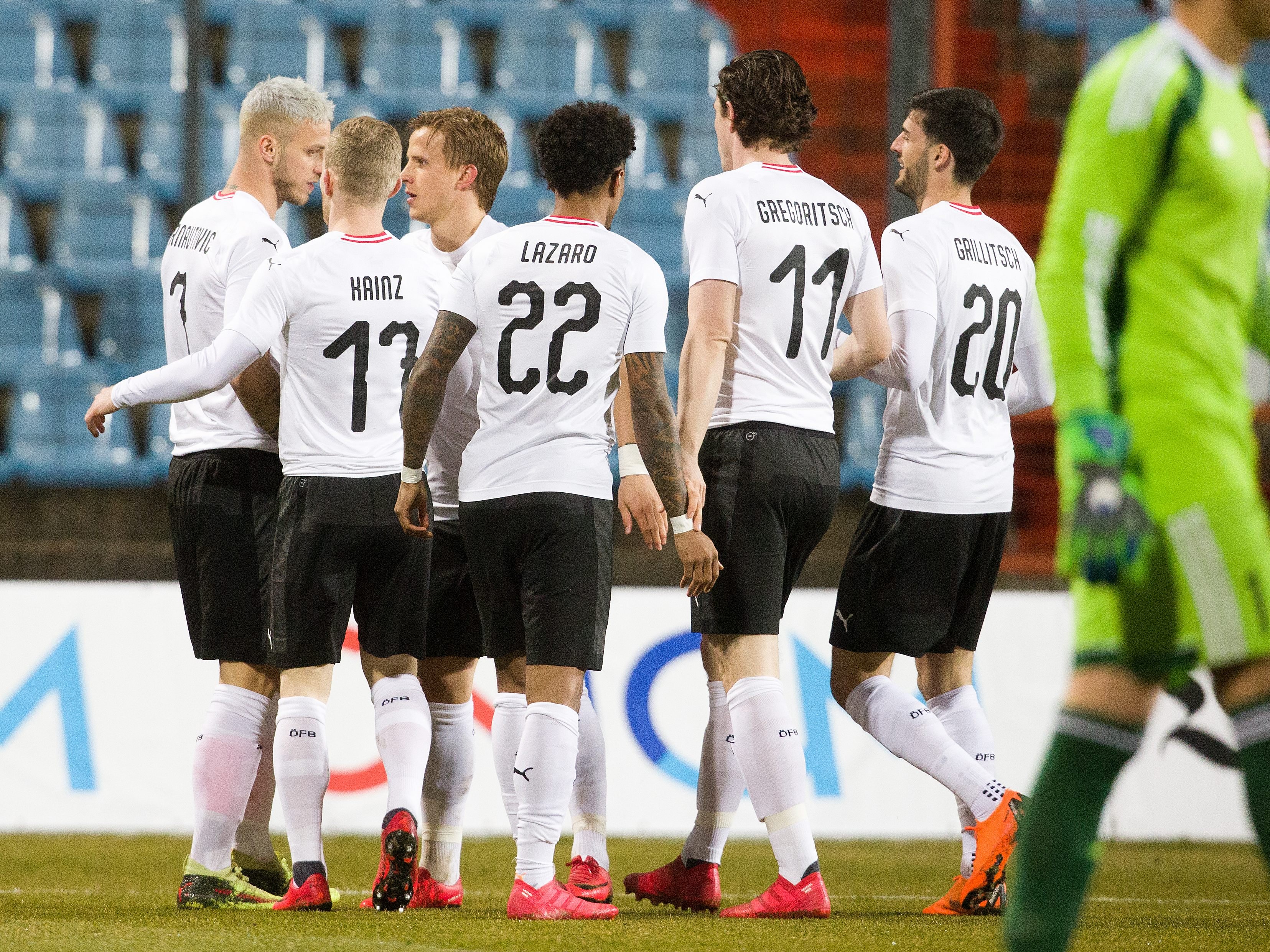 Das ÖFB-Team jubelte bereits in der 3. Minute über den Treffer zum 1:0. Das ÖFB-Team jubelte bereits in der 3. Minute über den Treffer zum 1:0.