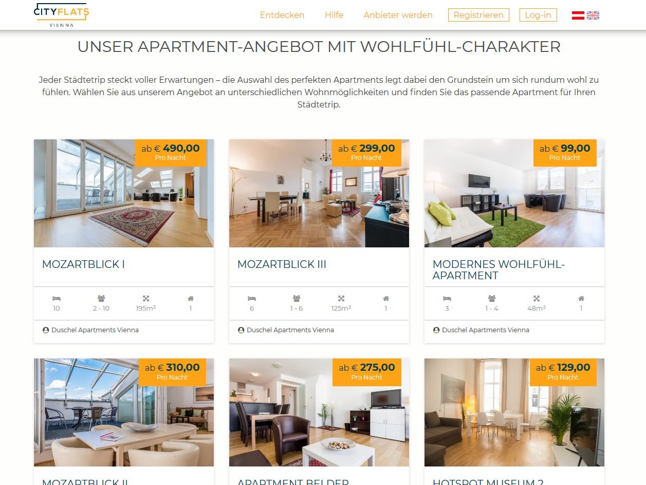 Die Preisklassen bei cityflats reichen von 75 bis 500 Euro pro Nacht.