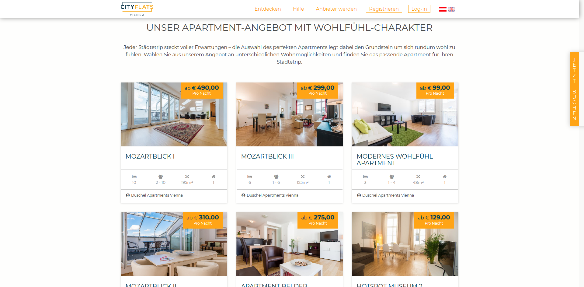 Die Preisklassen bei cityflats reichen von 75 bis 500 Euro pro Nacht.