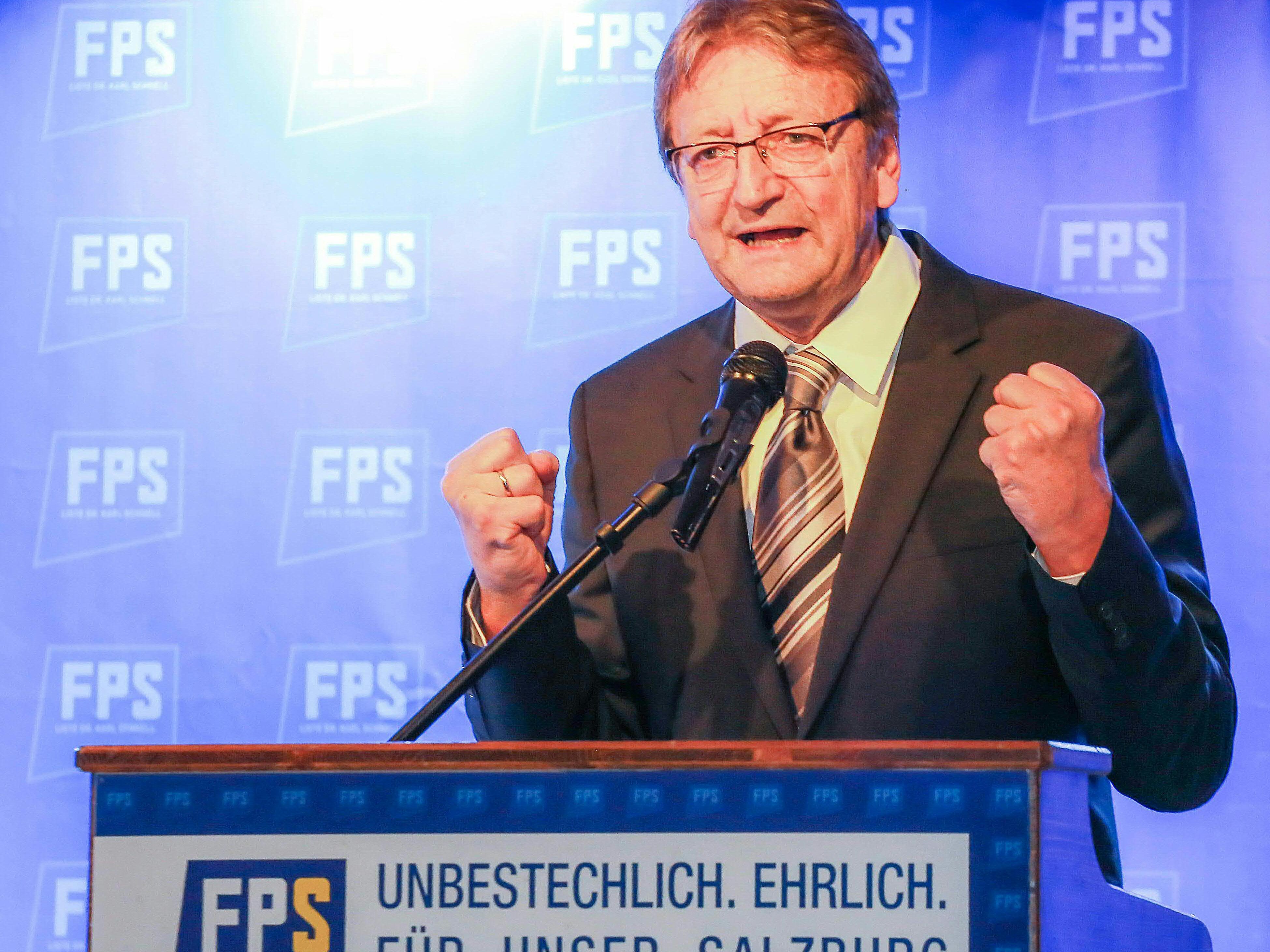 Karl Schnell geht mit seiner FPS zuversichtlich in die Salzburg-Wahl. Karl Schnell geht mit seiner FPS zuversichtlich in die Salzburg-Wahl.