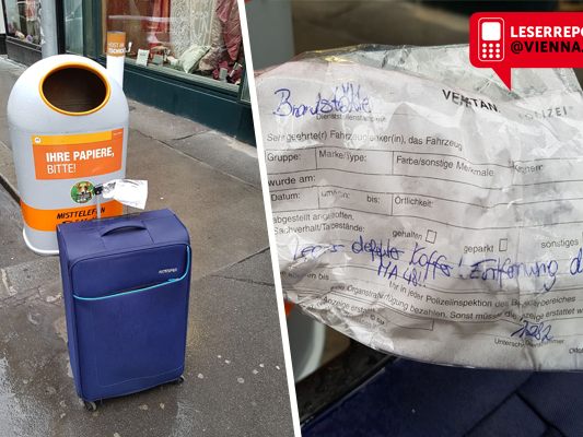 Der leere Koffer wurde nach dem Einsatz an die MA48 übergeben.