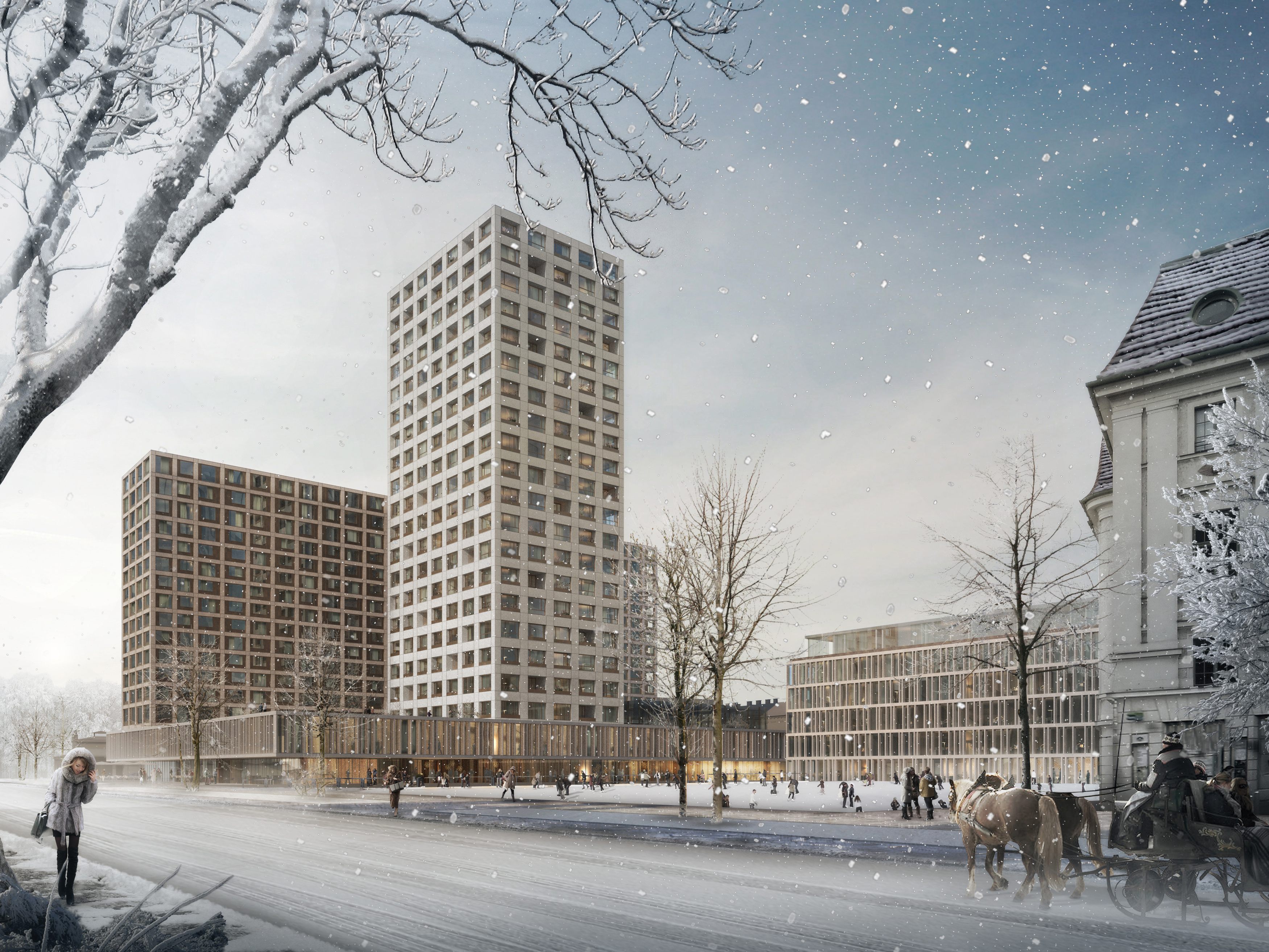 Das Siegerprojekt von WErtinvest sieht ein Hochhaus am Heumart vor.