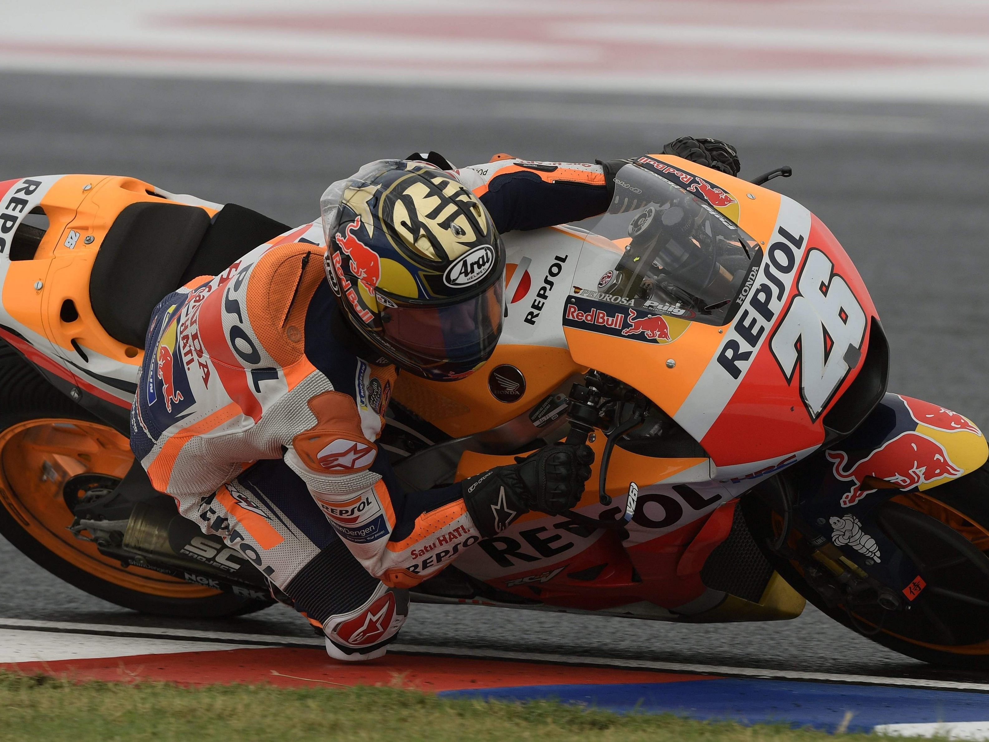 Dani Pedrosa startet nach seinem Sturz beim GP in Austin. Dani Pedrosa startet nach seinem Sturz beim GP in Austin.