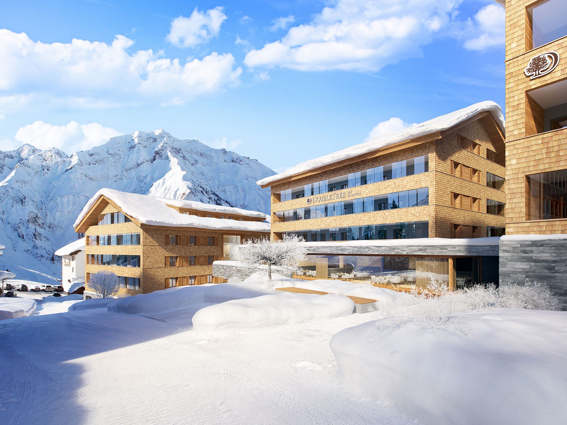 Das Hotel der Anlage Arlberg Alpin Aparts wird von Double Tree by Hilton geführt. Es ist das erste Hilton im Land. Das Hotel der Anlage Arlberg Alpin Aparts wird von Double Tree by Hilton geführt. Es ist das erste Hilton im Land.